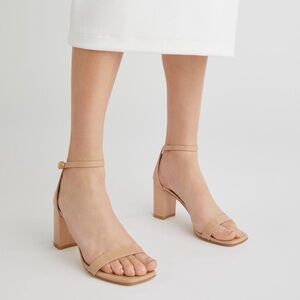 Stuart Weitzman Nudistcurve 75 Block Heel Sandal Nude/Adobe size 10